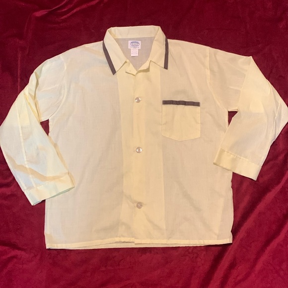 Vintage Other - Vintage 70s Manchester Men’s Pale Yellow Collared Button Up Pajama Top Sz Large